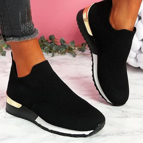 Vista 2 de AIHOU Zapatillas de deporte para mujer Slip On Mesh Casual Walking Zapatos de enfermería Transpirable Gimnasio Cómodo Ligero Running Mujer Zapatillas