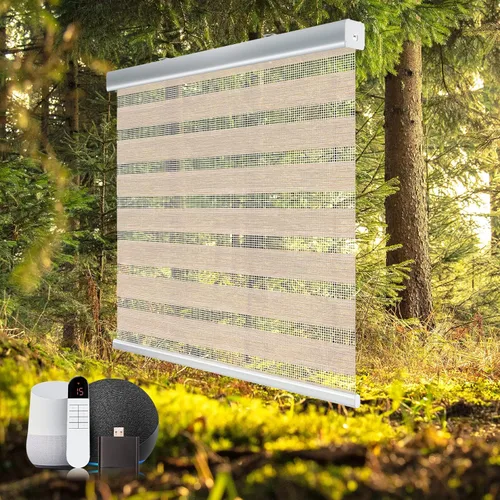 Vista 12 de Persianas motorizadas con control remoto de cebra, cenefa de aluminio mejorada, persianas automáticas para ventanas, persianas eléctricas de doble