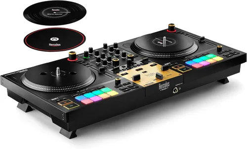 Vista 4 de Hercules DJControl Inpulse T7, controlador de DJ motorizado de 2 plataformas con control STEMS integrado, Serato DJ y DJUCED incluidos