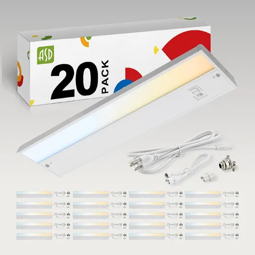 Vista 19 de ASD Iluminación LED para debajo del gabinete con enchufe o cableado de 9 pulgadas, luces regulables debajo del gabinete con interruptor
