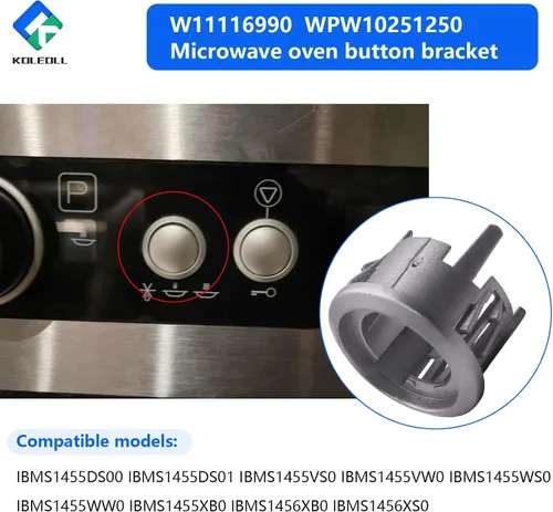 Vista 5 de W11116990 W10251250 4545956 AP6245903 PS12114309 EAP12114309 Soporte de botón de microondas para microondas IBMS1455DS00 IBMS1455DS01 IBMS1455VS01 34