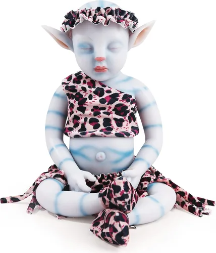 Vista 8 de Vollence Muñecas de bebé de cuerpo completo de silicona Avatar durmiendo de 17 pulgadas, no son muñecas de vinilo, bebé Na'vi Reborn todo