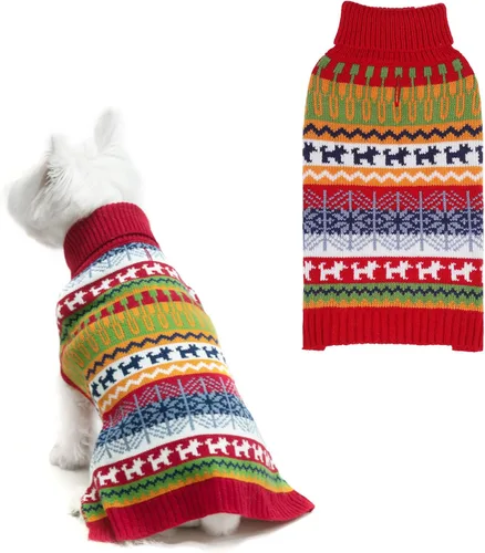 Vista 19 de Suéter Mihachi para perro - Ropa de abrigo de invierno con tiras coloridas para clima frío