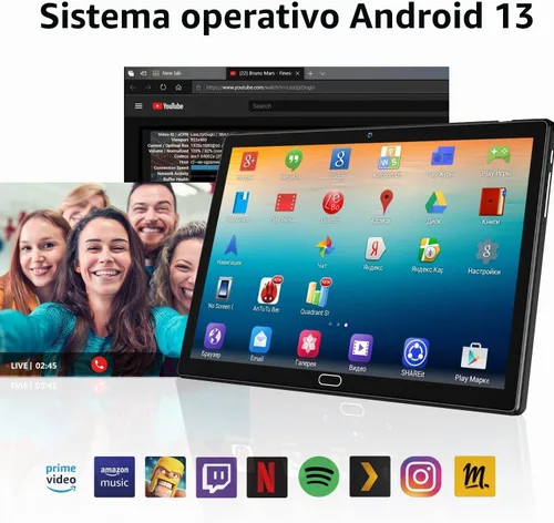 Vista 4 de Tableta Android 13 de 10 pulgadas, tableta 2 en 1 con 4+64/512 GB de almacenamiento Octa-Core, compatible con tarjeta SIM dual 4G con teclado