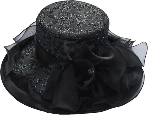 Vista 6 de Tocado de organza para mujer, de ala ancha, para iglesia, boda, fiesta de té, boda