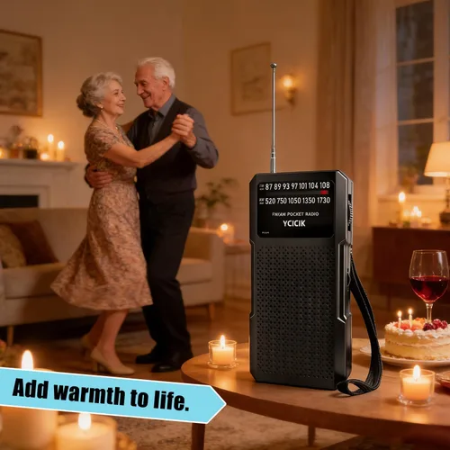 Vista 3 de Radios portátil Am Fm, radio a batería con conector para auriculares y clip trasero, radio de bolsillo con recepción de largo alcance para personas
