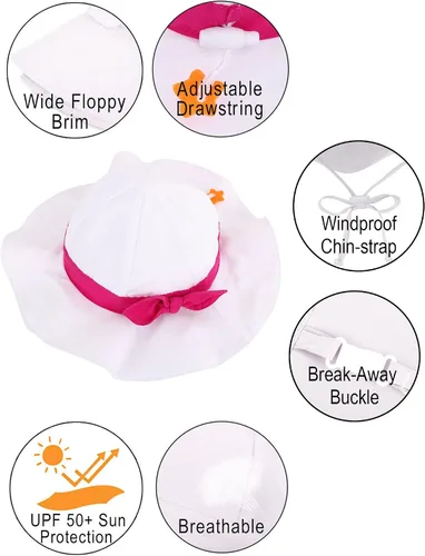 Vista 26 de SimpliKids Sombrero de sol para bebé de ala ancha con protección solar UPF 50+ UV Ray