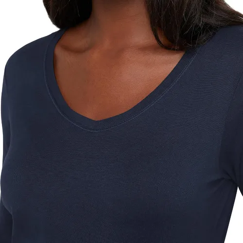 Vista 4 de Hanes Camiseta Original de Manga Larga de Algodón con Cuello en V para Mujer, Camiseta Ligera con Cuello en V, Ajuste Moderno