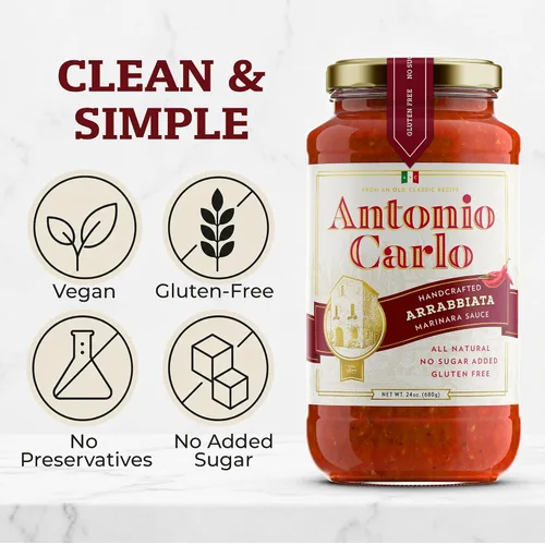 Vista 3 de ¡NUEVO! Antonio Carlo Autentico Italiano (3 Generaciones) Salsa de Marinara Artesanal Gourmet – FRESCO, Sin Conservantes, Salsa Vegana de Espagueti