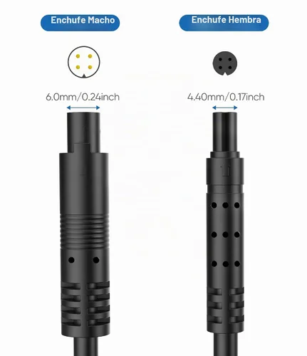 Vista 2 de Cable de Extensión para Cámara de Respaldo de 4 Pines, (5 Pies 4P) Cobre Puro Blindaje Más Grueso Cable de Extensión de Cámara de Vista Trasera