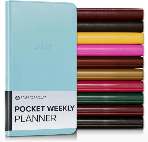 Vista 25 de Gallery Leather Planificador Semanal y Mensual Grande 2025-2026, Calendario Planificador y Cuaderno Elegantemente Encuadernado con Elegantes Bordes
