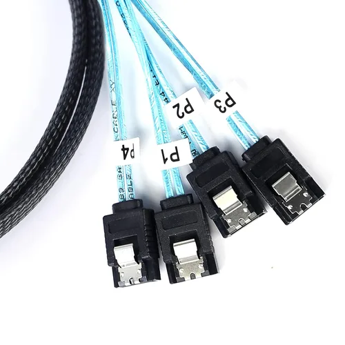 Vista 2 de ADCAUDX Cable SATA-III: 1.6 ft, 4 unidades/juego delgado SATA 6Gbps HDD SSD cable de datos incluido reemplazo para servidor Bitcoin computadora SSD