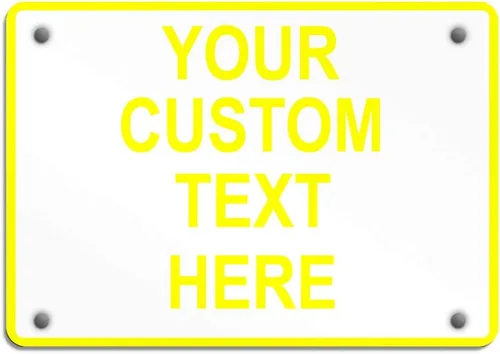 Vista 9 de Letrero de metal resistente a la intemperie de aluminio, varios tamaños, texto personalizado aquí, blanco y negro, regulación de tráfico, letreros
