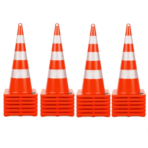 Vista 15 de BATTIFE Paquete de 6 conos de seguridad de tráfico de 18 pulgadas con collares reflectantes, cono de construcción naranja de PVC para el hogar