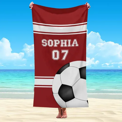 Vista 9 de Artsadd Toalla de playa personalizada para adultos, manta de playa personalizada de baloncesto con nombre inicial como regalo de fiesta para viajes