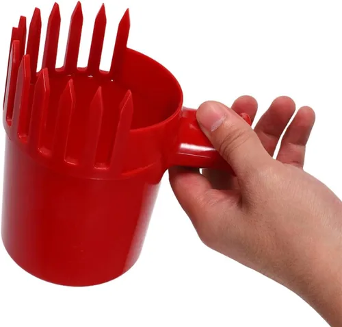 Vista 4 de Fruit Harvesting Tool Basket Comb with Ergonomic Handle, Red Plastic