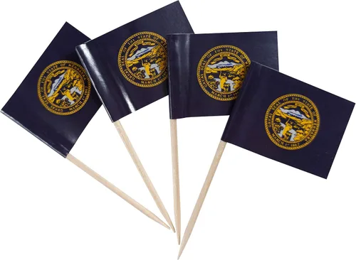 Vista 21 de JBCD Bandera de palillo de dientes de Arkansas Mini Banderas pequeñas para cupcakes de Arkansas, 100 piezas