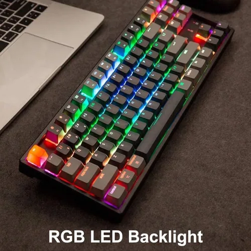 Vista 6 de Keychron K8 Teclado mecánico inalámbrico BluetoothUSB con cable, intercambiable en caliente, 87 teclas, retroiluminación LED RGB, interruptor marrón