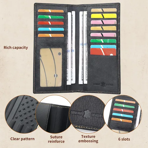 Vista 4 de Tidoneam Cartera larga para hombre con bandera de Estados Unidos, billetera de cuero plegable para hombre, regalos para hombres