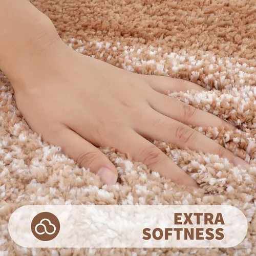 Vista 4 de OLANLY Alfombra de baño y inodoro en forma de U, tamaño 59 x 20 pulgadas, tamaño de alfombra de inodoro de 24 x 20 pulgadas, color beige, paquete