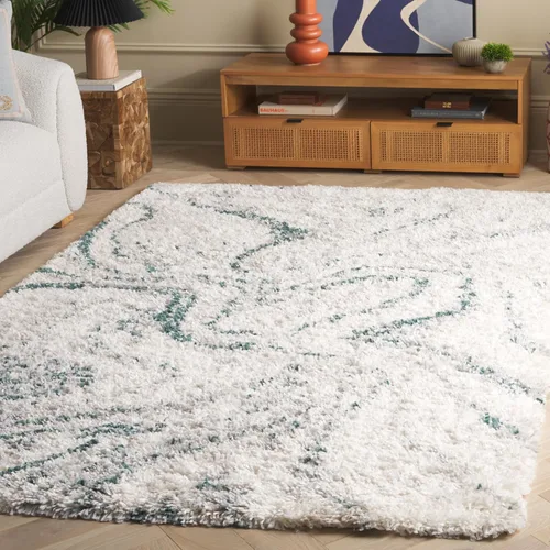 Vista 11 de SAFAVIEH Fontana Shag Collection - Alfombra decorativa, 2 pies 3 pulgadas x 4 pies, marfil y gris, no desprende pelusa y de fácil cuidado, 2