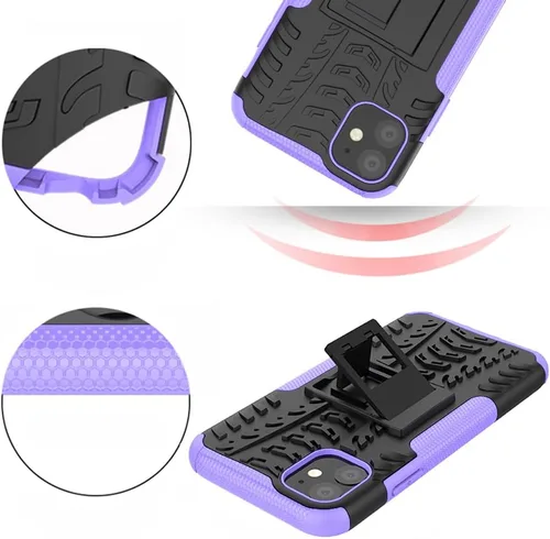 Vista 6 de Asuwish Funda de teléfono para iPhone 11 6.1 con protector de pantalla de vidrio templado y soporte delgado, híbrida, resistente, funda protectora