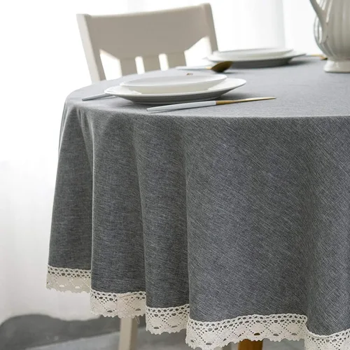 Vista 32 de EHouseHome Mantel de lino sintético con ribete de encaje, impermeable, a prueba de derrames, resistente a las manchas, sin arrugas, a prueba