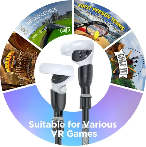 Vista 6 de YOGES VR Golf Club Handle Compatible with Oculus-Quest 2-Accessories, Virtual Reality Baseball Controller Attachment, Simulator Real Golf Game Bat
