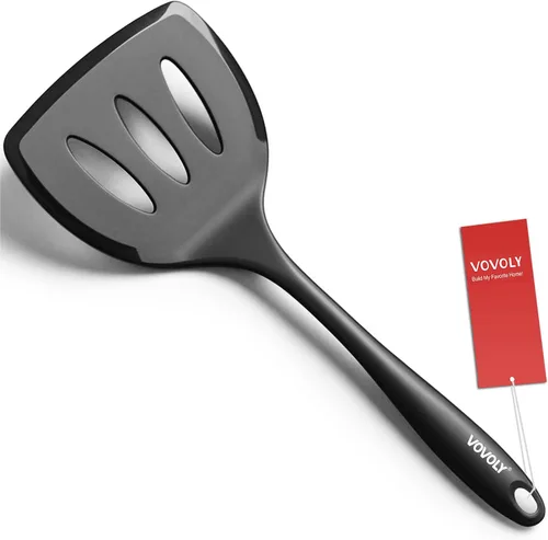 Vista 11 de Espátula volteadora de silicona para panqueques con mango alargado y diseño sin costuras, espátulas de cocina resistentes al calor para utensilios
