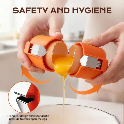 Vista 3 de Abridor de cáscara de huevo, separador de huevos de acero inoxidable para huevos crudos, herramienta de galleta, utensilios de cocina, cortador