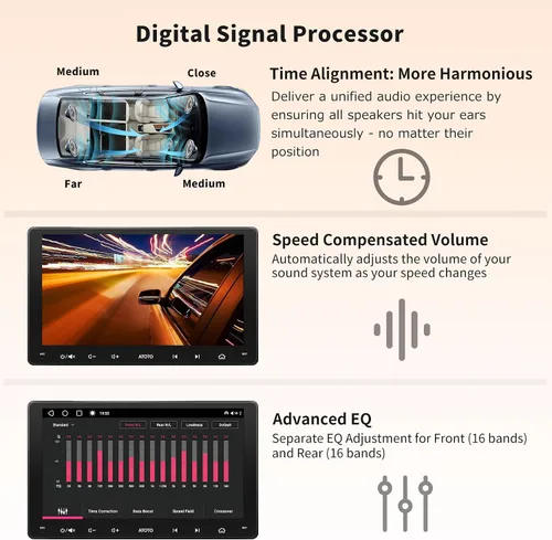 Vista 5 de ATOTO S8 8-core 9inch QLED Double DIN Android Car Stereo, 4G y WiFi integrado, CarPlay inalámbrico y Android Auto, Bluetooth dual, 4G+32G, VSV