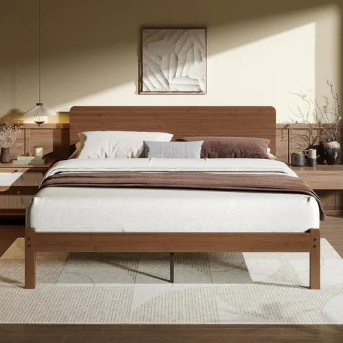Vista 12 de Marco de cama individual XL de madera maciza de bambú de 14 Natural