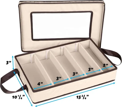 Vista 5 de Caja de almacenamiento para cubiertos - Resistente contenedor de almacenamiento para cubiertos de 5 compartimentos con tapa extraíble y asas fáciles