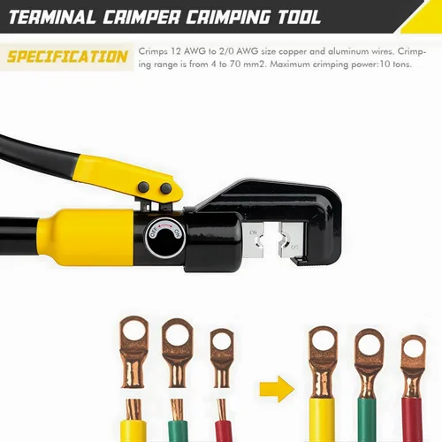 Vista 3 de Juego de herramientas hidráulicas de mano de 10 toneladas para accesorios de barandilla de cable de acero inoxidable, crimpado de 1/8 a 3/16