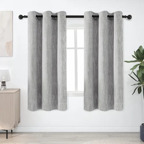 Vista 2 de Melodieux Elegantes cortinas opacas de algodón para oscurecer la habitación, para sala de estar, dormitorio, con aislamiento térmico, paneles
