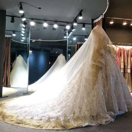 Vista 7 de Cola catedral larga velos de novia blanco marfil para novia velo de novia Accesorios