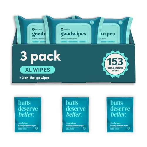 Vista 21 de Goodwipes Toallitas desechables para el trasero - Vitamina E y aloe - Seguras para alcantarillado y fosa séptica - Toallitas húmedas extra grandes