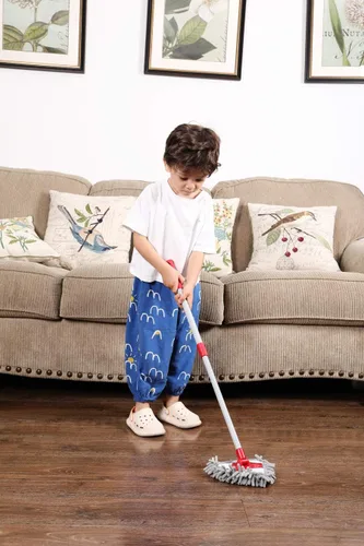 Vista 6 de Mini limpieza de limpieza de microfibra de chenilla tipo extensión, fregona de polvo de Little Helper, fregona de limpieza para niños pequeños