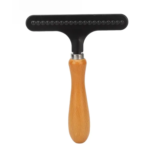 Vista 8 de Wooden Handle Pet Brush, Handheld Cat Grooming Rake, Stainless Steel Deshedding Brush for Cats Dogs with Comfortable Rounded Tips