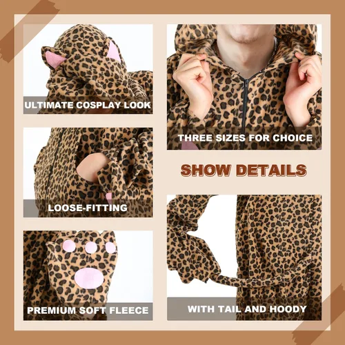 Vista 3 de Unisex Adult Onesie Animal Pajamas for Halloween Cosplay Women Girl Men Boy Sleepwear Homewear