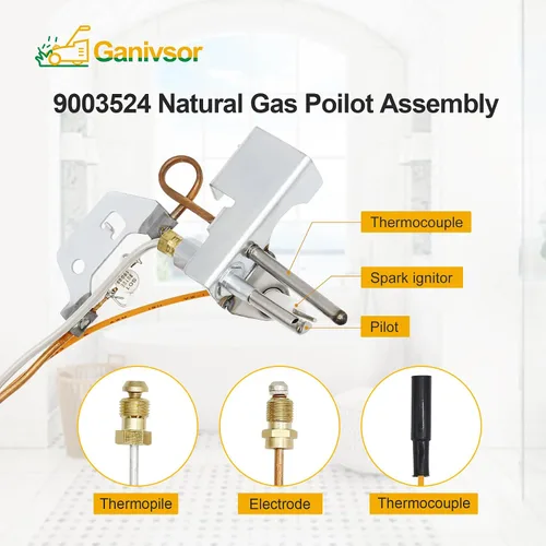 Vista 2 de Ganivsor 9003542 Conjunto piloto de gas natural, para calentador de agua 9003542 190 grados C Piloto Asamblea - Compatible con Kenmore, A.O.Smith