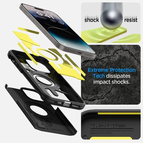 Vista 4 de Spigen Tough Armor MagFit - Funda diseñada para iPhone 14 Pro Max (2022) [Kickstand] [protección de grado militar] compatible con MagFit, compatible