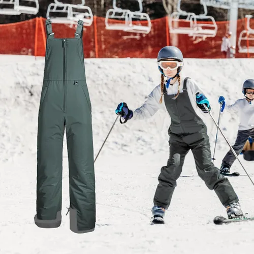 Vista 6 de lisenraIn Baberos de nieve impermeables aislados para niños, baberos de esquí para adolescentes y niñas, pantalones de nieve de invierno