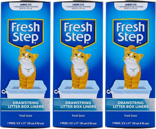 Vista 17 de Fresh Step Jumbo Sifting Drawstring Cat Litter Box Liners, 7 Count Box Bolsas resistentes, diseño de tamizado, cierre de cordón, sartenes ovaladas