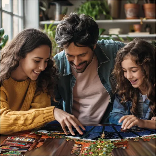 Vista 4 de White Mountain Rompecabezas de Navidad Seek & Find de 1000 piezas para adultos y familia