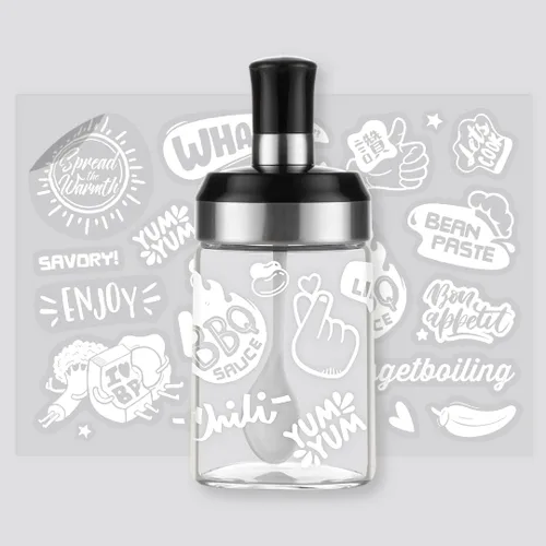 Vista 5 de BOILING POINT Tarro de salsa para azúcar, cuchara combinada con tapa, recipientes para almacenar condimentos, sal y azúcar para cocina
