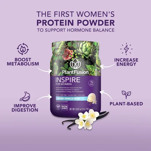 Vista 3 de PlantFusion Inspire Plant Proteína en polvo para mujeres – Proteína en polvo baja en carbohidratos para apoyo muscular magro – Keto, sin gluten, sin