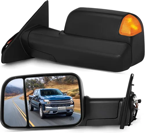 Vista 13 de SCITOO Espejos de remolque retrovisores izquierdos+derechos para Dodge 2009-2016 para Dodge para Ram 1500 2500 3500 con señal de giro calentada