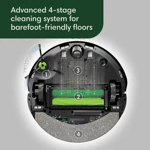 Vista 3 de iRobot Roomba Combo 10 Max Robot Aspirador y Trapeador + Base AutoWash (x0850) – Base multifuncional, cubo de recarga, lava y seca su almohadilla