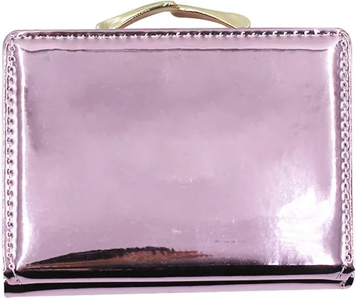 Vista 4 de Eilova Orityle Cartera triple plegable para mujer, brillante, holográfica, moneda, monedero, tarjetero organizador, Púrpura